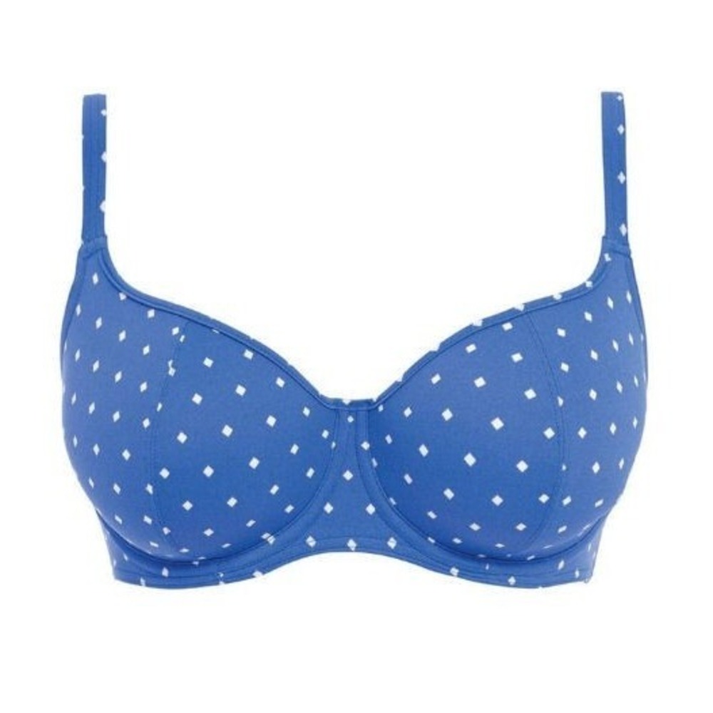 Freya Jewel Cove Sweetheart Underwire Triangle Polka Dot Bikini Top - Azure 30DD